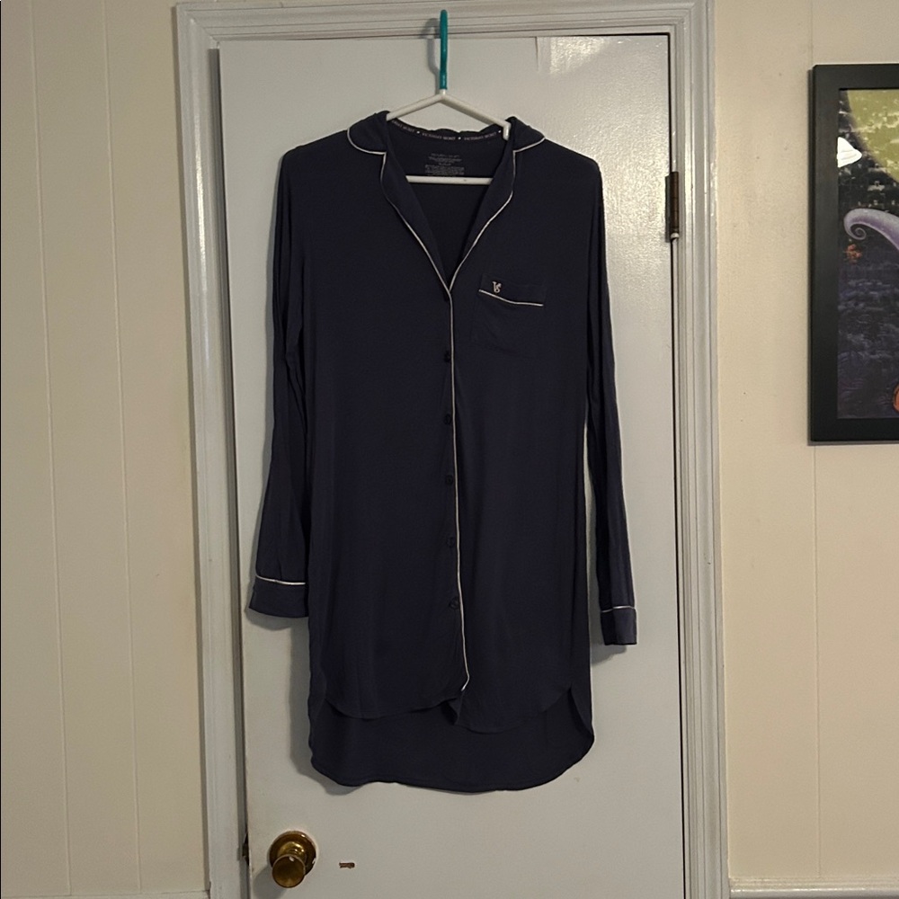 Victoria's Secret Navy Nightshirt with White Trim